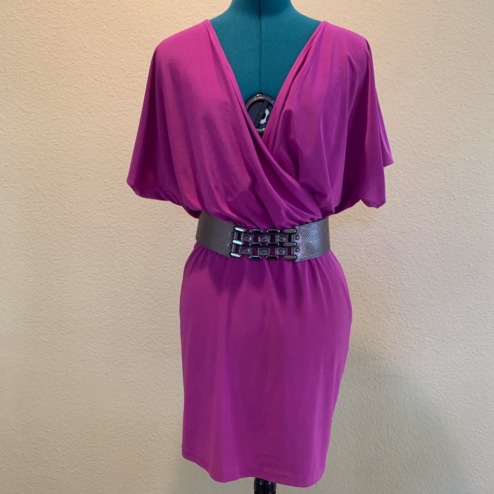 JOSH BRODY Retro Chic Crossfront Drapey Mini Dress